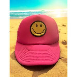 Cobra Unisex Pink Retro Smiley Face Trucker Hat Mesh Snapback Cap 1970s Vibes
